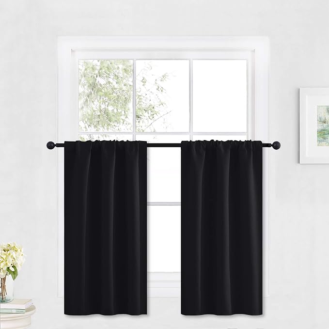 RYB HOME Cafe Blackout Curtains 30 inch Length, Short Window Curtain Tiers | by RYBHOME