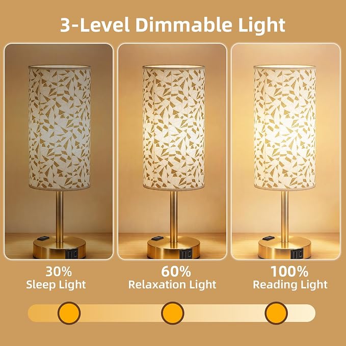 Table Lamp for Nightstand, High-Sensitivity Touch, 3-Level Dimmable Bedside Lamp - Image 3