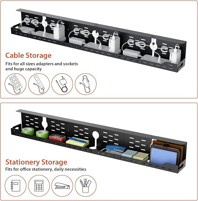 Univivi Under Desk Cable Management Tray, Cable Management, 48 inch, Under Desk - Image 4