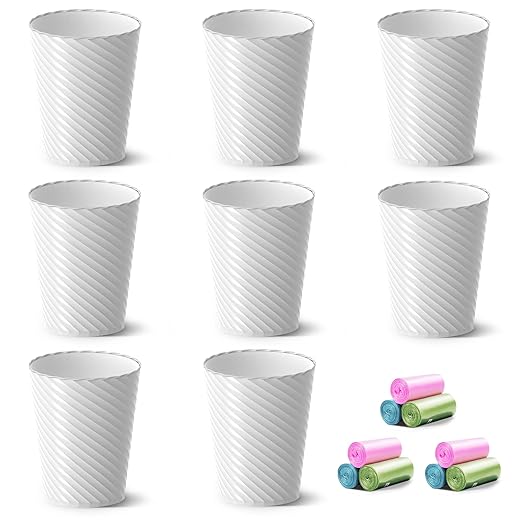 Lysam Bathroom Trash Can 8 Pack, 1.8 Gallon Small Trash Can by Lysam