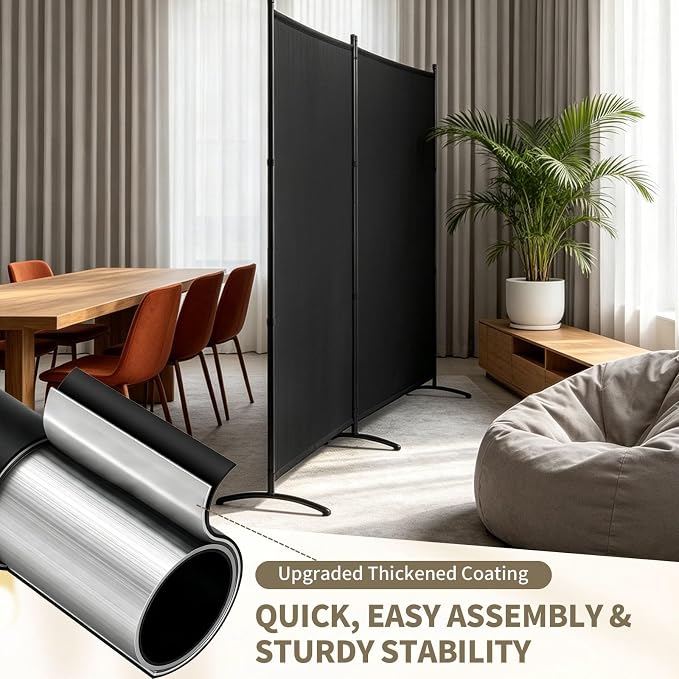 Extra-Wide 2 Panel Room Divider, Portable Privacy Screen - Image 3