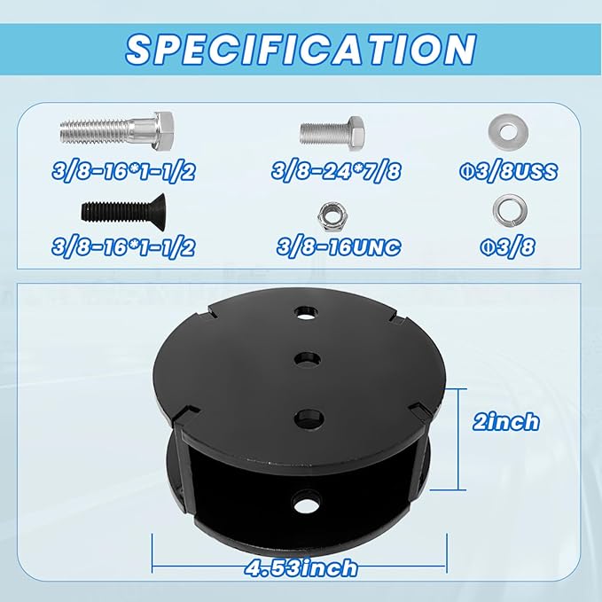 FLOVENTIS 2" Straight Air Helper Spring Spacer, Heavy-Duty Steel Compatible with Ford F150/F250/F350, Chevy, GMC, Ram, Toyota Air Springs Lift Spacer (7X1268)