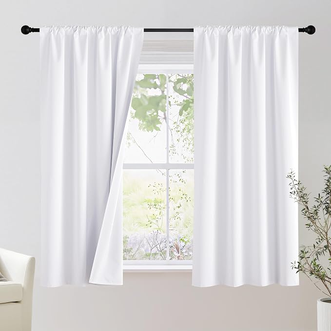 NICETOWN Bedroom 100% Blackout Curtains, 2 Panels, 42 by 54, Snow White by NICETOWN