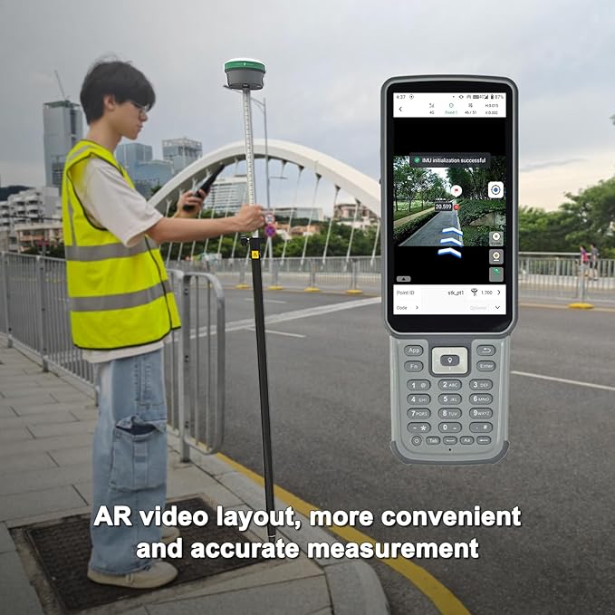 SMA60 AR Visual Photogrammetry RTK GNSS Survey System | Dual Cameras for AR Stakeout & Image Measurement, OLED Display, 60° Tilt, IP68, 4G UHF WiFi Bluetooth, High Precision Land Survey Equipment