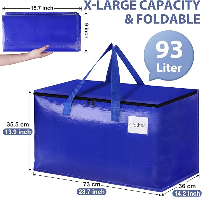 StorageRight Moving Bags, Moving Boxes, 93L 10-Pack Sotrage Bags Totes - Image 2
