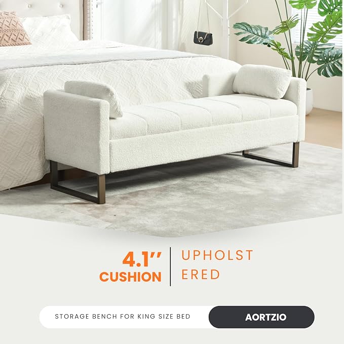 64" King Size End of Bed Storage Bench - Image 5