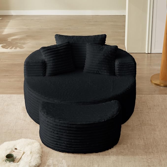 55'' Oversized Round Chair Lounge Chaise Indoor - Image 8