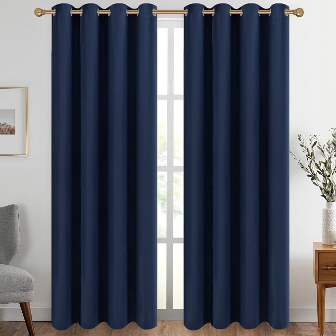 Diraysid Navy Blue Grommet Blackout Curtains by Diraysid%2C+refresh+your+life