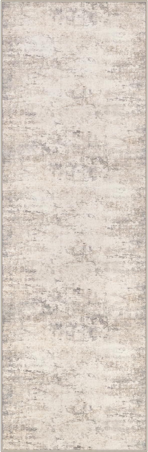 3x10 Washable Runner Rug：Modern Abstract Soft Carpet Brown Beige | by FXRHLP
