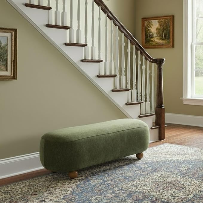 Hyfirm 54" End of Bed Bench, Modern Oval Bedroom Bench - Image 7