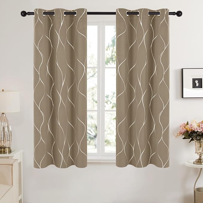 Deconovo Curtains for Living Room, Pattern Blackout Curtains 63 Inches Long | - Image 2