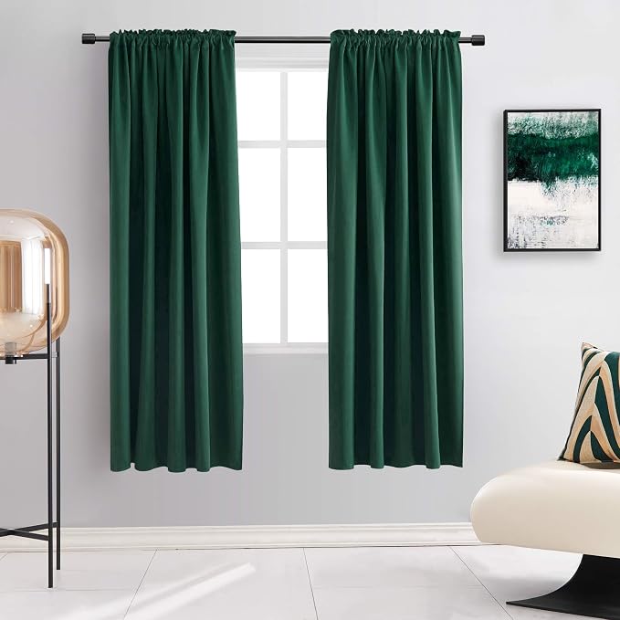 Dark Emerald Green Blackout Window Curtains by DONREN