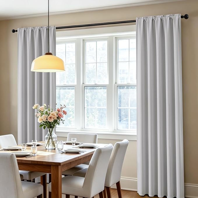 CUCRAF Grayish White Blackout Curtains 72 inch Length 2 Panels Set, Rod Pocket - Image 6