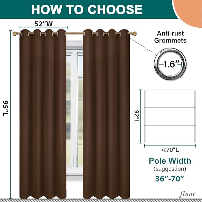 Diraysid 100% Blackout Curtains Chocolate Brown Linen Curtains - Image 5