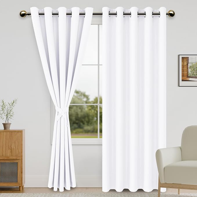 DWCN White Room Darkening Curtains 84 inch Long by DWCN