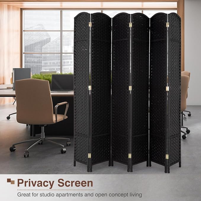 Room Divider 6 Panel 5.6 FT Tall Privacy Screen Waterproof Wood Frame Partition - Image 6