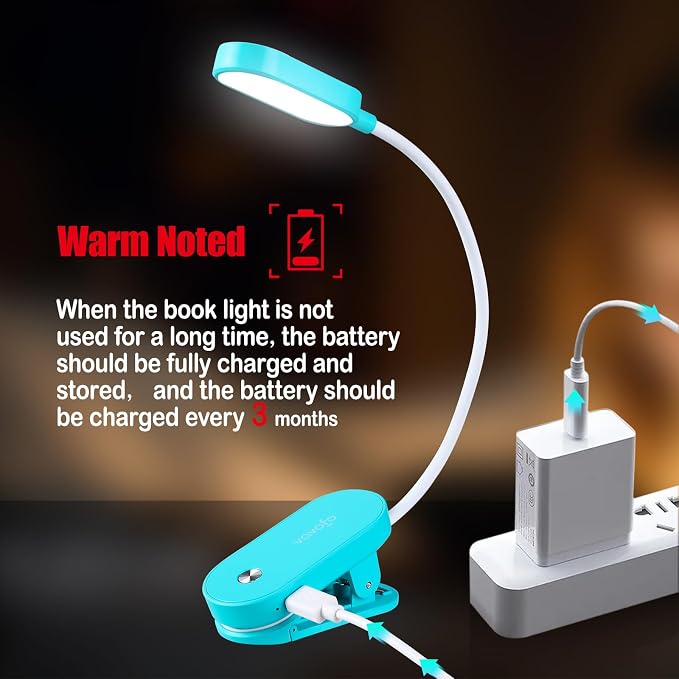 VAVOFO Rechargeable Book Light, 14 LEDs Eye Care Clip On Amber Reading Light - Image 4