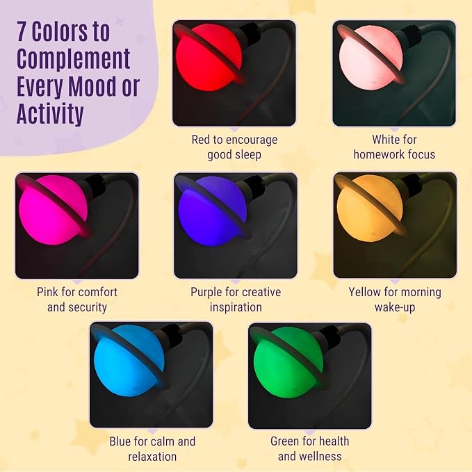 Saturn Clip On Design Night Light Dimmable LED - Image 2