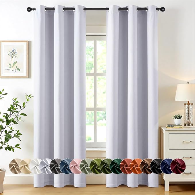 MIULEE Blackout Curtains for Bedroom 2 Panels 40x80 Inch Long Greyish White | by MIULEE