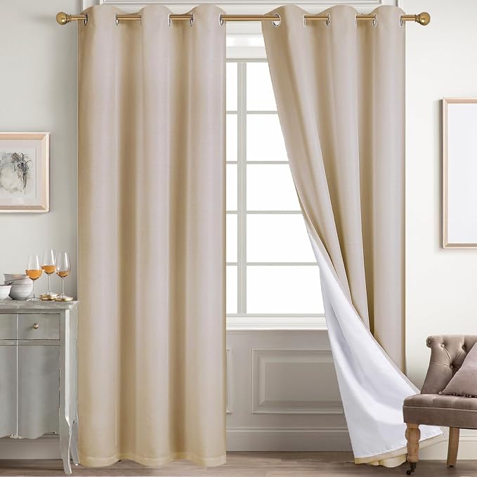Diraysid 100% Blackout Curtains Beige Linen Curtains by Diraysid%2C+refresh+your+life