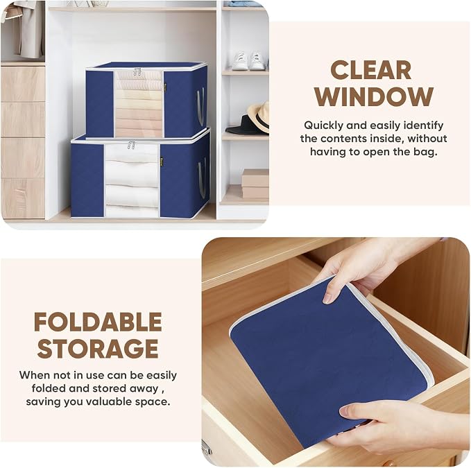 BALEINE 3 Pack Clothes Storage Bags, 24 Gallon Storage Containers - Image 4