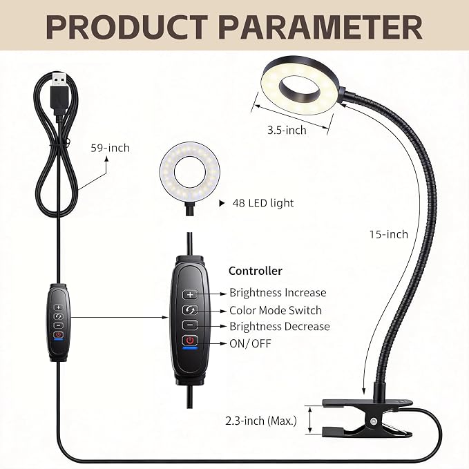 Sunny Power LED Clip On Book Light Eye-Care Bedside Reading Light - Image 7
