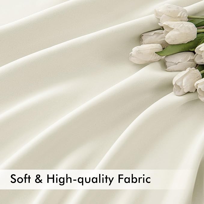 MIULEE Cream Back Tab Blackout Curtains 52x108 Inch Long 2 Panels Set | Rod - Image 6