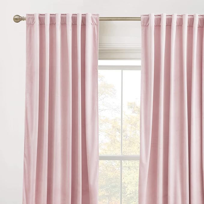 RYB HOME Pink Velvet Curtains 84 inches - Image 2