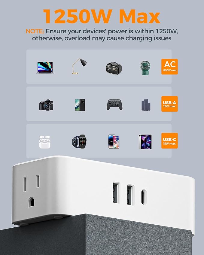 TESSAN Extension Cord 5 FT, Power Strip - Image 4
