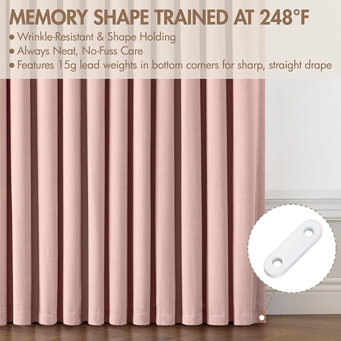 MIULEE Pinch Pleated 100% Blackout Curtains 40"x108" Light Pink 4 Panel Set | - Image 5