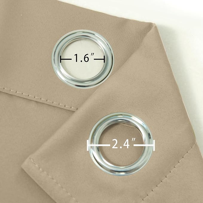Blackout Curtains 66 x 72 Inch Long Beige Curtains Set of 2 Panels Room - Image 5