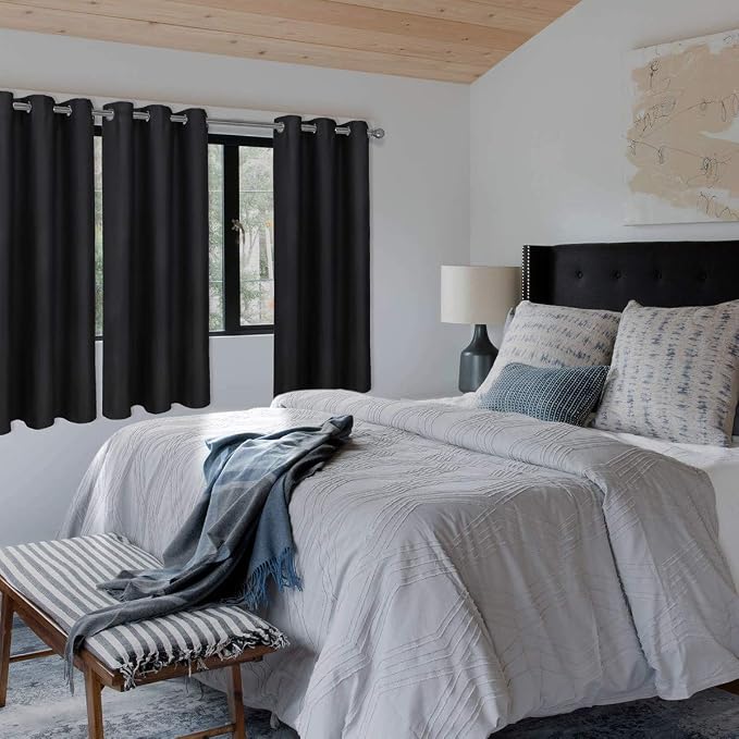 Diraysid Black Grommet Blackout Curtains - Image 2