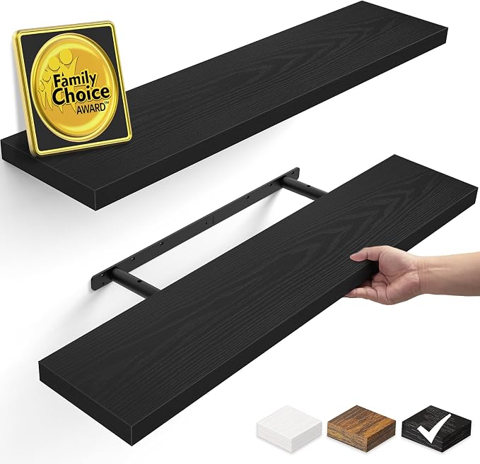 BAYKA Black Floating Shelves 35.4in, Wall Mounted by Bayka