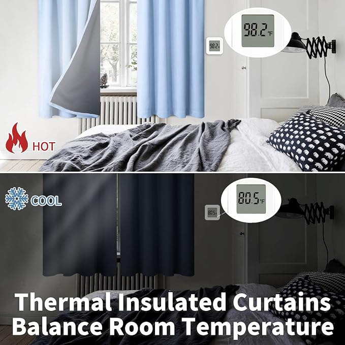 BGment Light Blue 100% Blackout Curtains - Image 4