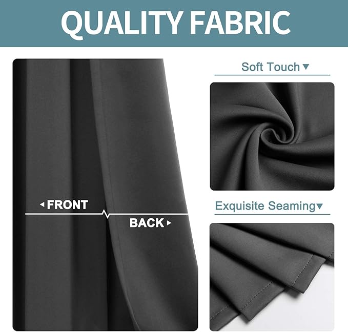 ChrisDowa Blackout Curtains for Bedroom and Living Room 48 Inches Long | 2 - Image 3