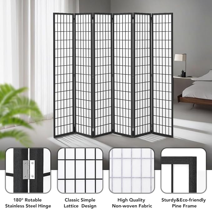 Room Divider 6 Panel, 6ft Folding Privacy Screen - Image 5