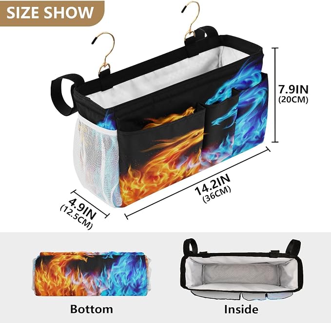 Dragons Fire tag8 Bedside Caddy Storage Bag Bedside Organizer - Image 4