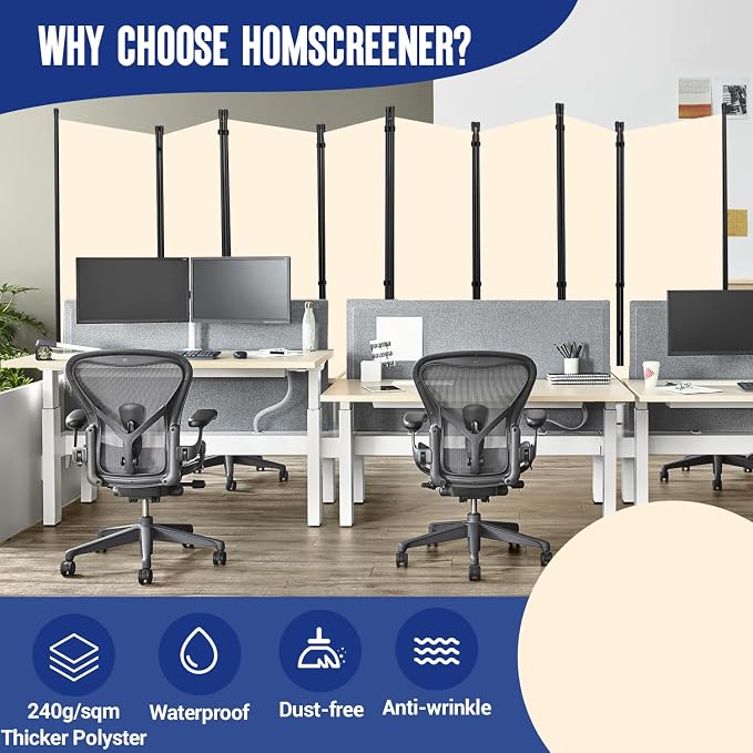 8 Panel Folding Privacy Screen, 14.67ft Wide Partition Room Dividers Panel | - Image 3
