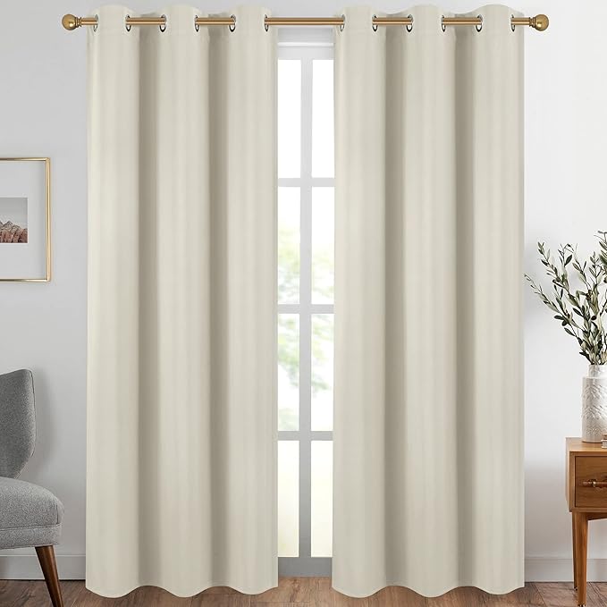 Diraysid Light Beige Grommet Blackout Curtains by Diraysid%2C+refresh+your+life