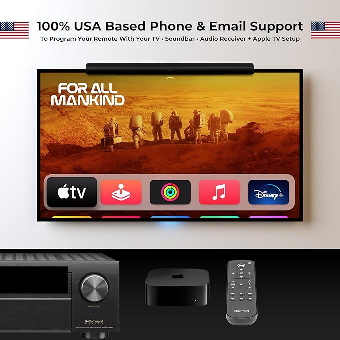 Function101 F101-ATVRM-BT Bluetooth Replacement Button Remote for Apple TV | BLE and Infrared Connectivity | 2 AAA Batteries Included