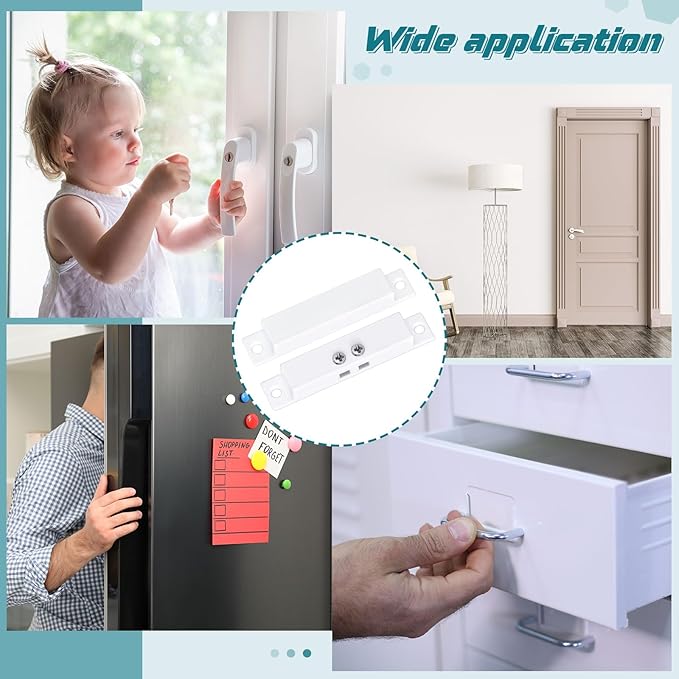 Tellegloww 10 Sets NC Wired Surface Mounted Alarm Magnetic Door Contact Sensor Door Window Reed Switch Sensor with Double Side Tape for Security