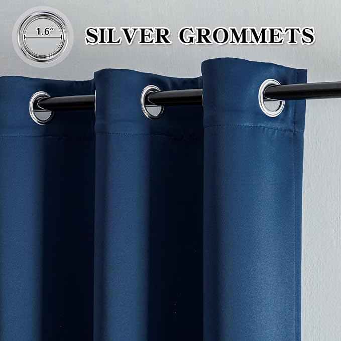 IGEMAEVE Blackout Curtains for Bedroom Grommets Navy Blue 35" W x 96" L | - Image 3
