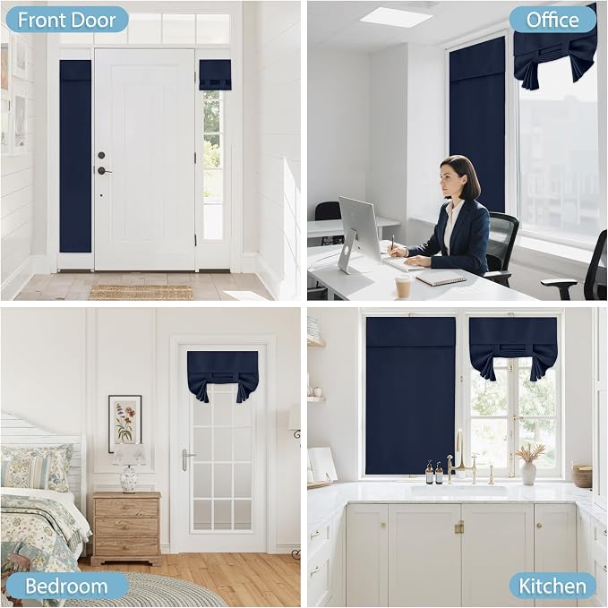 RYB HOME Blackout Door Curtain Kitchen Window Curtains, W34 x L40, Thermal - Image 9