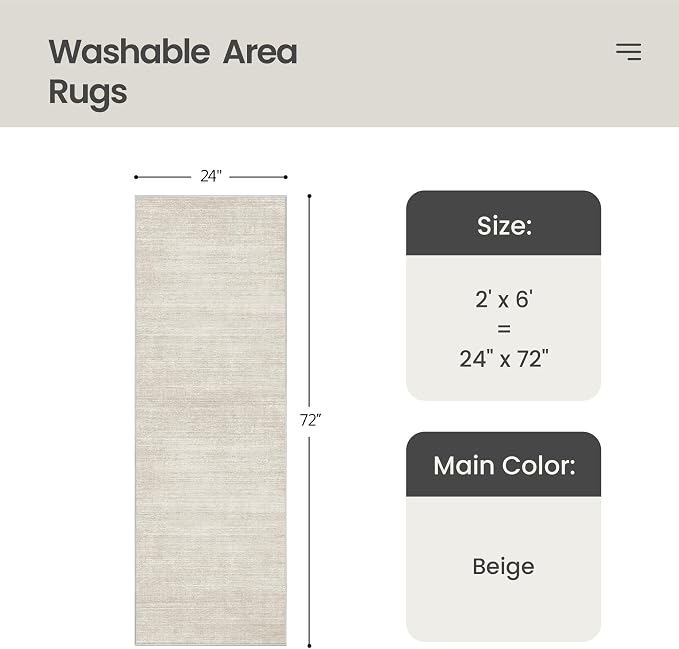 2x6 Runner Rug Non Slip, Washable Rug Runners - Image 2