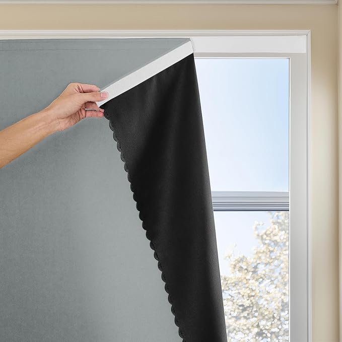 JILRON Adhesive Curtain 100% Blackout No-Drill Easy Install by JILRON