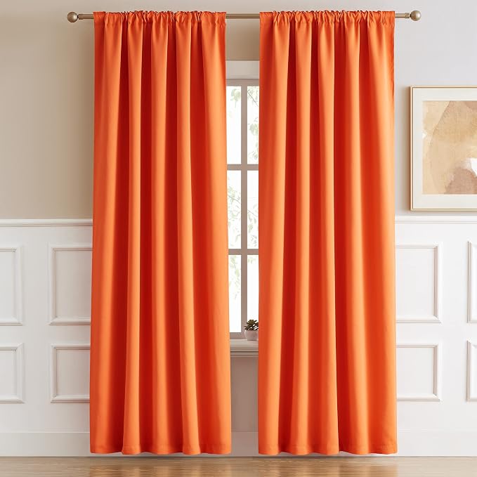 Orange Blackout Curtains 63 Inches Long - Image 2