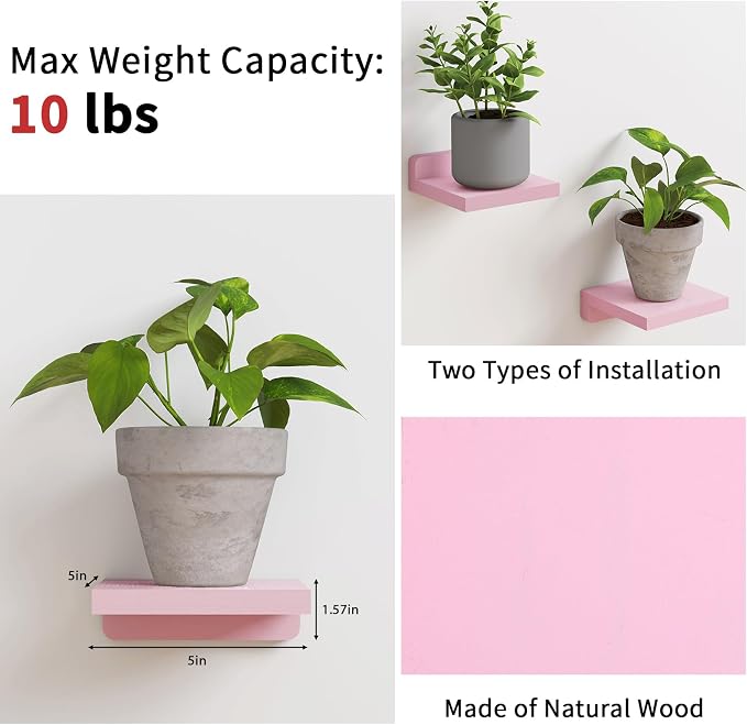 Fixwal Small Floating Shelves for Wall Decor | Rustic wood shelf for displaying - Image 4