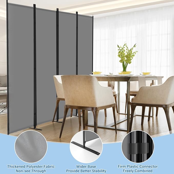 AKTOP 4 Panel Room Divider, Non-See-Through Freestanding Screen - Image 5