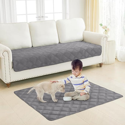 Smiry Waterproof Dog Bed Cover Blanket 52x82, Soft Reversible Pet Blanket, Washable Leakproof Cats Dogs Couch Cover for Sofa, Couch, Furniture, Lattice, Grey/Dark Grey