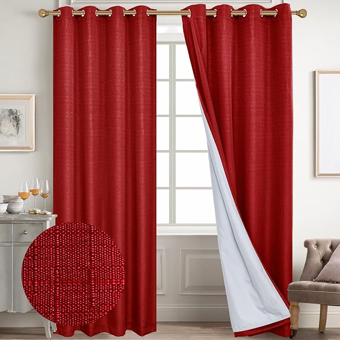 Diraysid 100% Blackout Curtains Red Linen Curtains by Diraysid%2C+refresh+your+life